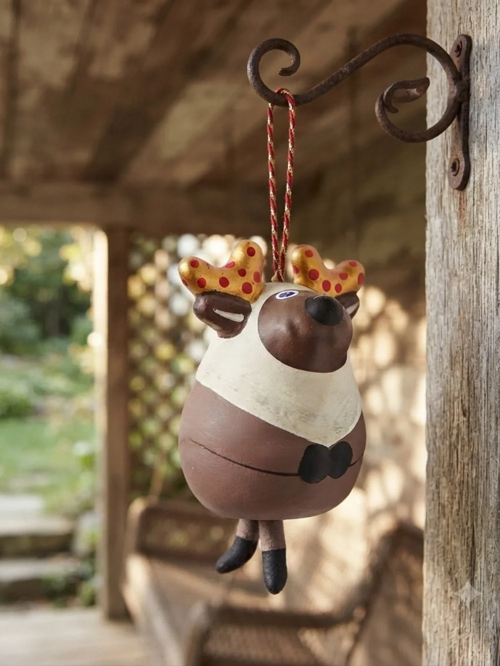 Festive Reindeer Ornament with Gold Antlers